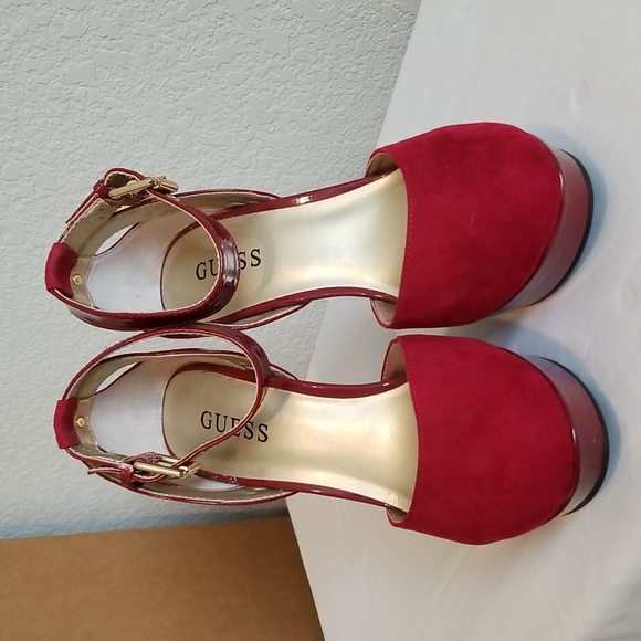 Guess Vibrant Red Suede Platforms Size 7M - Picture 8 of 12